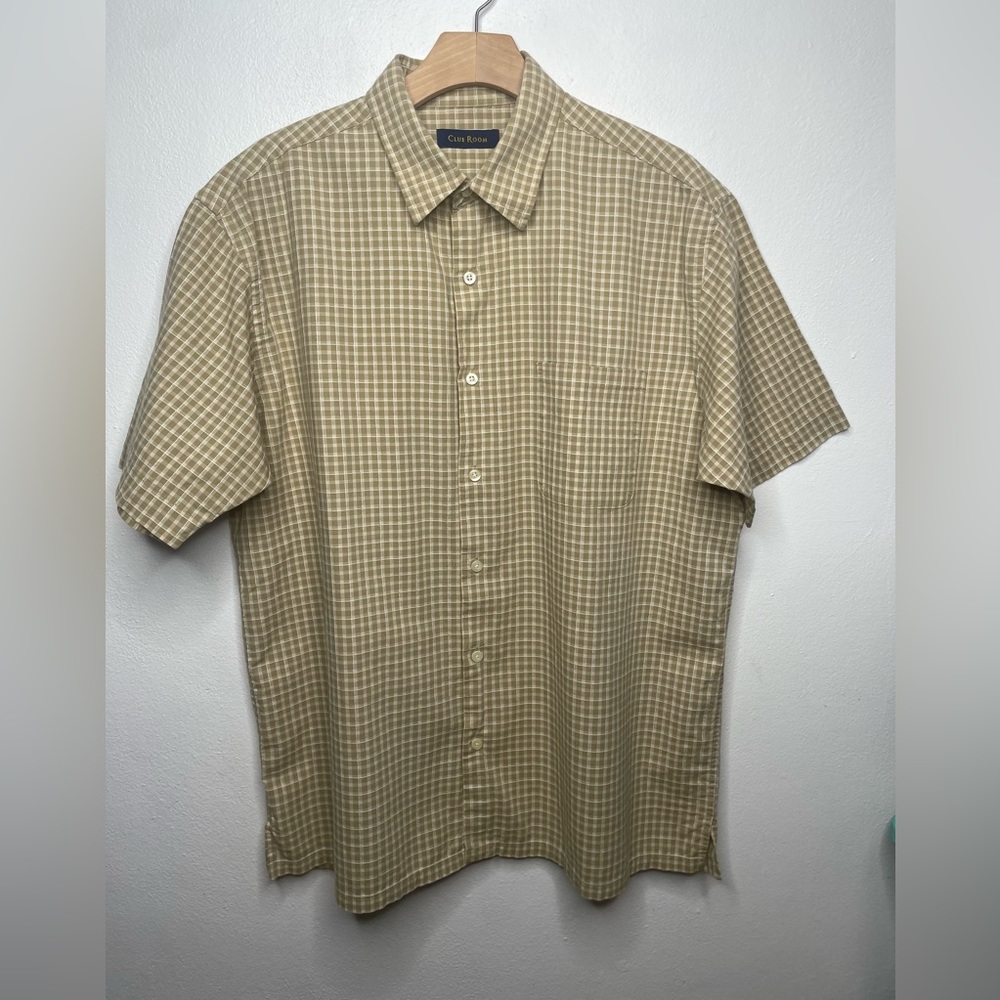 Club Room Button Down Short Sleeves Collar (1) Pocket Men’s Shirt Large